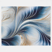 Golden Breeze - Stroom van Blauw en Goud Abstracte Fleece Deken (Voorkant (Horizontaal))