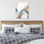 Golden Breeze Zacht Blauw En Goud Stromende Kunst Canvas Afdruk (Insitu (Slaapkamer))