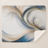 Golden Breeze Zacht Blauw En Goud Stromende Kunst Sherpa Deken (Voorkant (horizontaal))