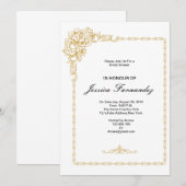 Golden Bridal Shower Uitnodiging Blauw & Roze Opt. (Voorkant / Achterkant)