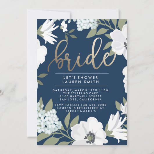 Golden Bride - Uitnodiging voor bruidsdouche (Voorkant)