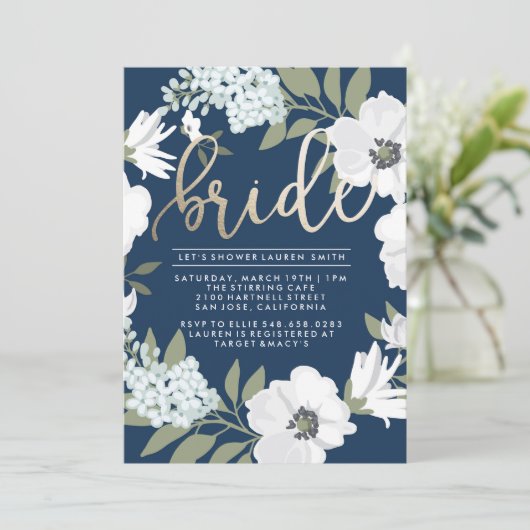 Golden Bride - Uitnodiging voor bruidsdouche (Staand voorkant)