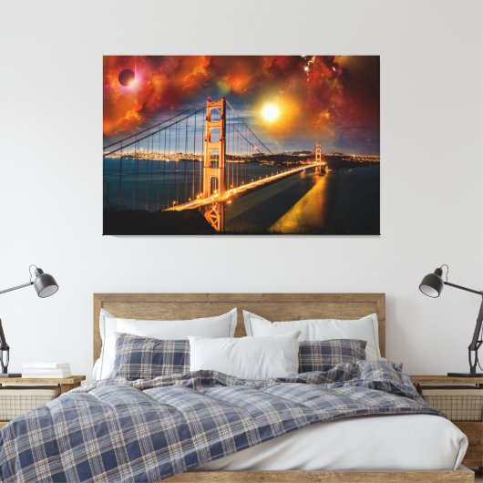 Golden Bridge Fantasy Landschap Canvas Afdruk (Insitu (Slaapkamer))