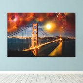 Golden Bridge Fantasy Landschap Canvas Afdruk (Insitu (Houten vloer))