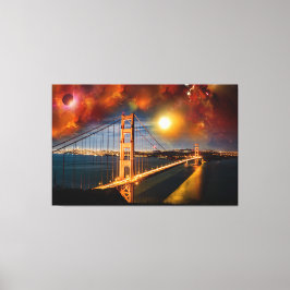 Golden Bridge Fantasy Landschap Canvas Afdruk