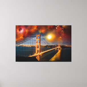 Golden Bridge Fantasy Landschap Canvas Afdruk