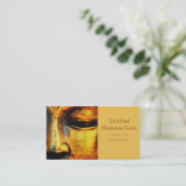 Golden Bronze beeld van het Boeddhafgezicht Visitekaartje (Staand voorkant)