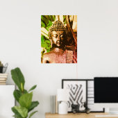Golden Bronze Buddha Meditation Art Poster – Zen (Thuiskantoor)