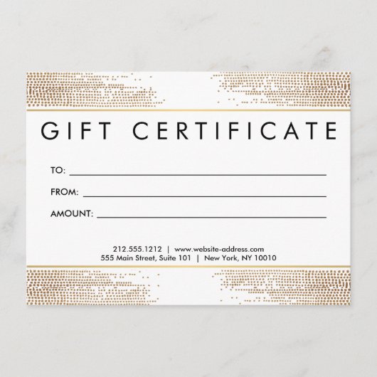 Golden Bronze Confetti Stippen Cadeaubon (Voorkant)