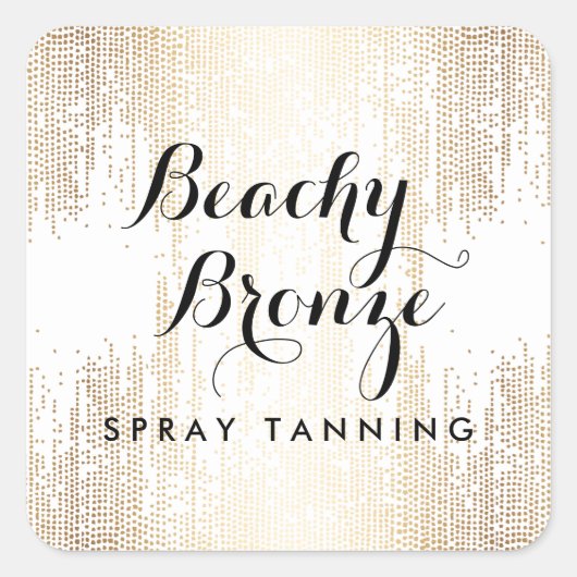 Golden Bronze Confetti Stippen Vierkante Sticker (Voorkant)