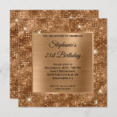 Golden Bronze Diamond Studded Folie 21st Birthday Kaart (Voorkant / Achterkant)