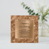 Golden Bronze Diamond Studded Folie 21st Birthday Kaart (Staand voorkant)