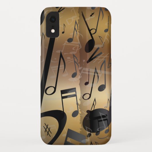 Golden Bronze en Zwarte Muzieknoten Case-Mate iPhone Case (Achterkant)