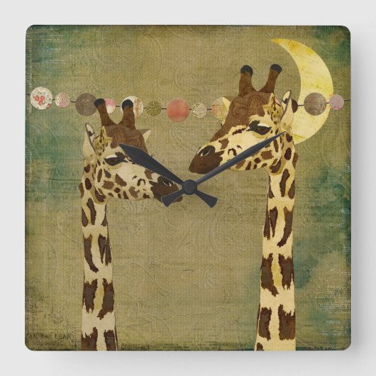 Golden Bronze Giraffes moonlight klok (Voorkant)