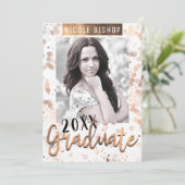 Golden Bronze Graduation Party Afstuderen Foto Kaart (Staand voorkant)