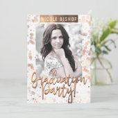 Golden Bronze Graduation Party Afstuderen Foto Kaart (Staand voorkant)