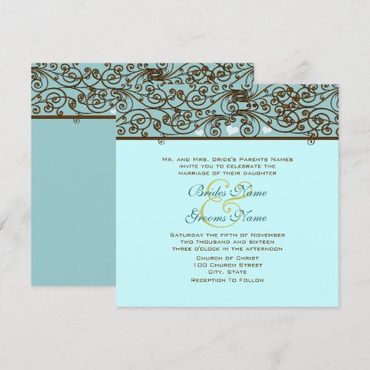 Golden  Bronze Iron Work Weditation Invitation Kaart (Voorkant / Achterkant)