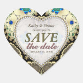 Golden Bronze  Opslaan Datum Stickers hart (Voorkant)