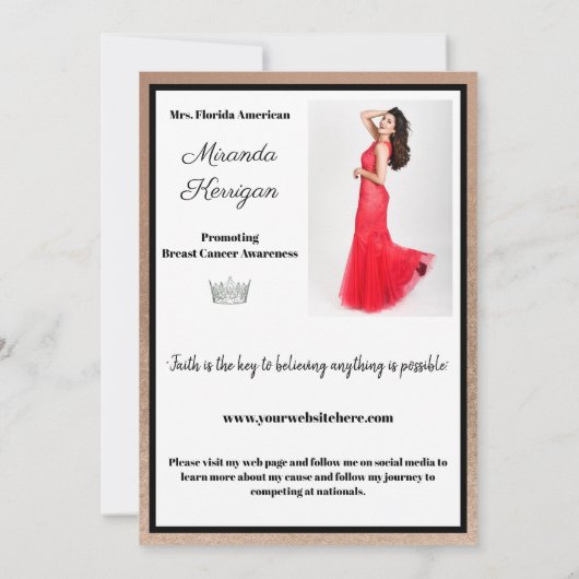 Golden Bronze Pageant Handtekening Kaarten (Achterkant)