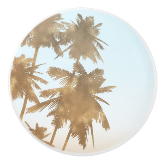 Golden Bronze Palms Beach Ombre Palm Trees Chic Keramische Knop (Voorkant)