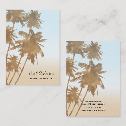 Golden Bronze Palms Beach Ombre Palm Trees Chic Visitekaartje (Voorkant / Achterkant)