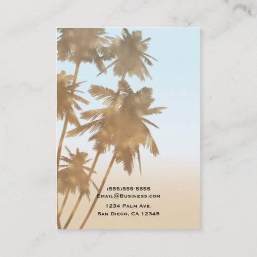 Golden Bronze Palms Beach Ombre Palm Trees Chic Visitekaartje (Achterkant)