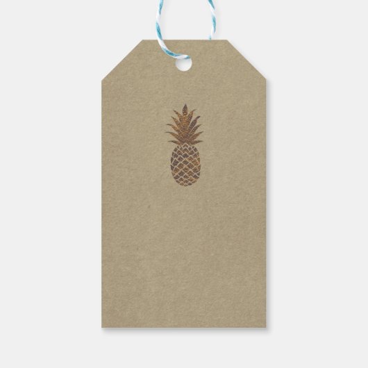 Golden Bronze Pineapple Kraft Natural Tropical Cadeaulabel (Achterkant)