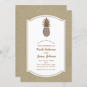 Golden Bronze Pineapple Kraft Natural Tropical Kaart
