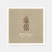 Golden Bronze Pineapple Kraft Natural Tropical Servet (Voorkant)