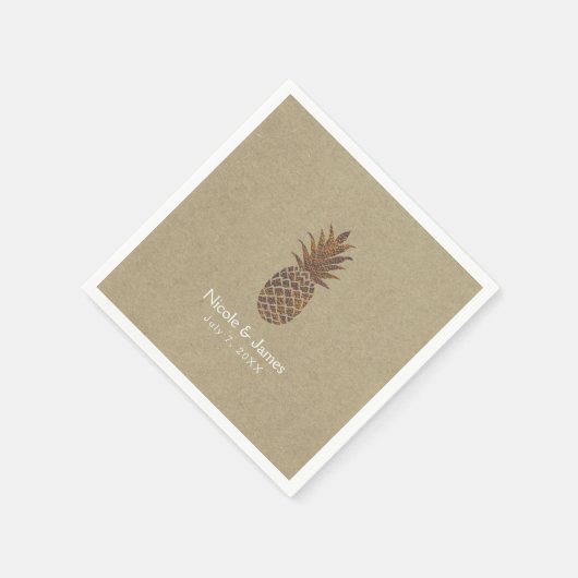 Golden Bronze Pineapple Kraft Natural Tropical Servet (Hoek)