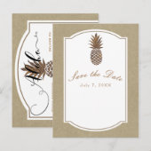 Golden Bronze Pineapple Kraft Save the Date Aankondigingskaart (Voorkant / Achterkant)