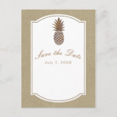 Golden Bronze Pineapple Kraft Save the Date Aankondigingskaart (Voorkant)
