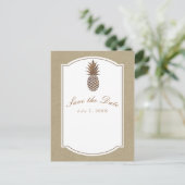 Golden Bronze Pineapple Kraft Save the Date Aankondigingskaart (Staand voorkant)