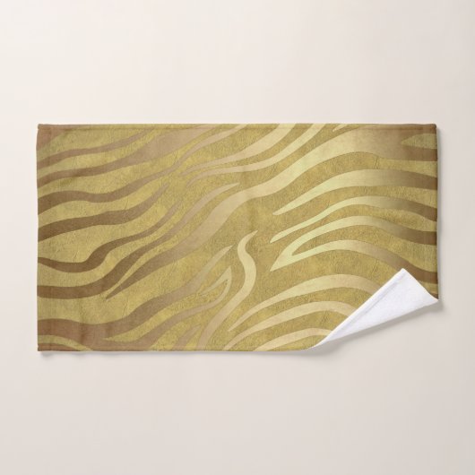 Golden Bronze Zebra Print Oerwoud Safari Glam Bad Handdoek (Handdoek)