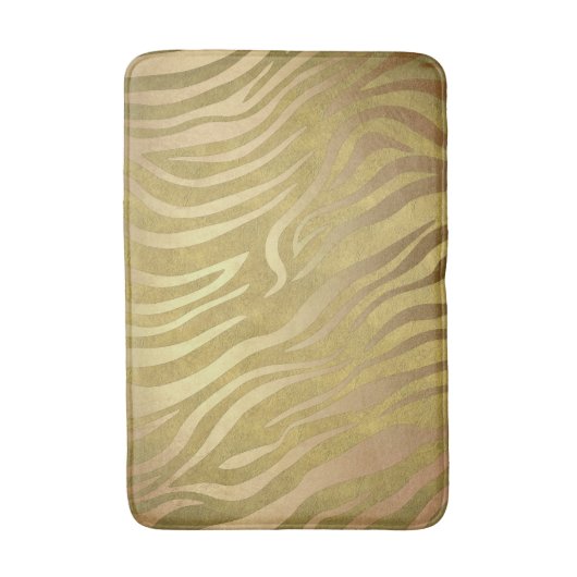 Golden Bronze Zebra Print Oerwoud Safari Glam Badmat (Voorkant Verticaal)