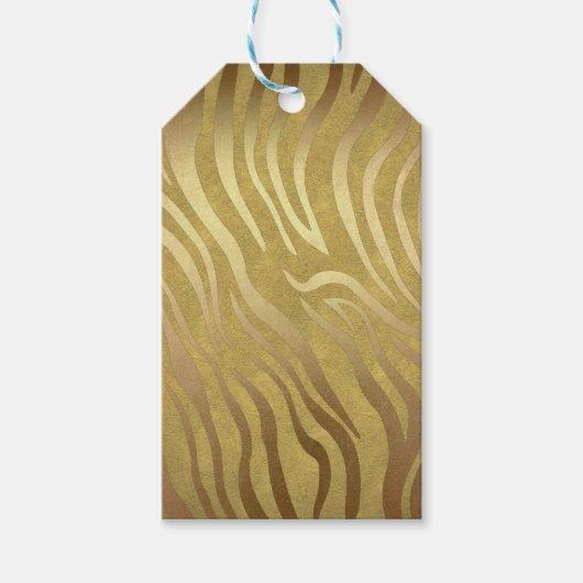 Golden Bronze Zebra Print Oerwoud Safari Glam Cadeaulabel (Voorkant)