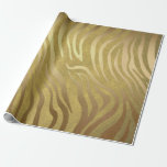 Golden Bronze Zebra Print Oerwoud Safari Glam Cadeaupapier<br><div class="desc">aangepast verpakkingspapier</div>