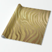 Golden Bronze Zebra Print Oerwoud Safari Glam Cadeaupapier (Uitgerold)
