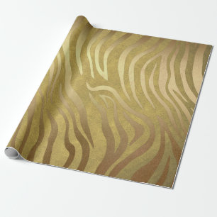 Golden Bronze Zebra Print Oerwoud Safari Glam Cadeaupapier