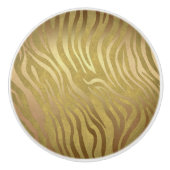 Golden Bronze Zebra Print Oerwoud Safari Glam Keramische Knop (Voorkant)