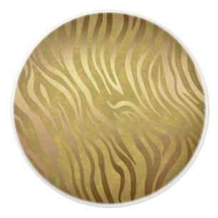 Golden Bronze Zebra Print Oerwoud Safari Glam Keramische Knop