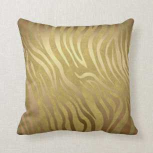 Golden Bronze Zebra Print Oerwoud Safari Glam Kussen