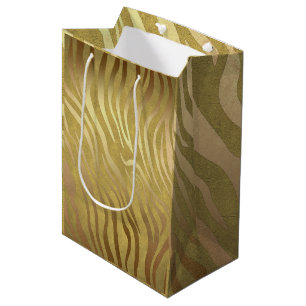 Golden Bronze Zebra Print Oerwoud Safari Glam Medium Cadeauzakje