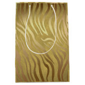 Golden Bronze Zebra Print Oerwoud Safari Glam Medium Cadeauzakje (Voorkant)