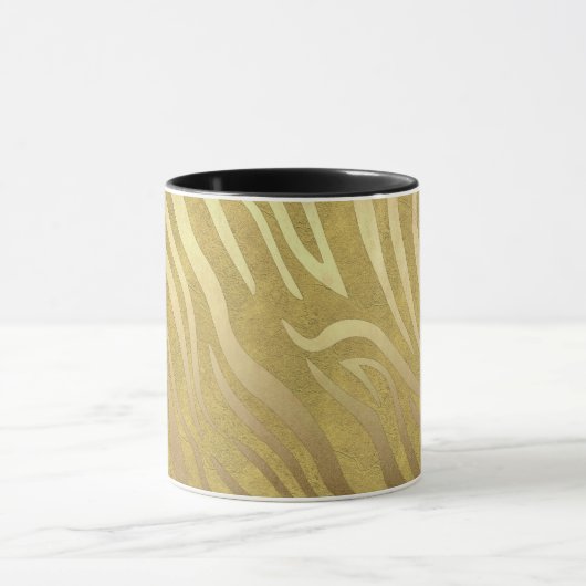 Golden Bronze Zebra Print Oerwoud Safari Glam Mok (Midden)