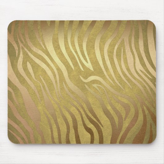 Golden Bronze Zebra Print Oerwoud Safari Glam Muismat (Voorkant)
