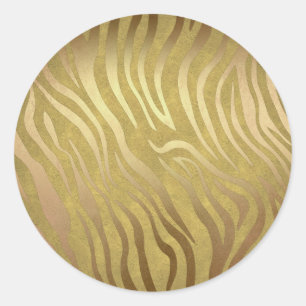 Golden Bronze Zebra Print Oerwoud Safari Glam Ronde Sticker