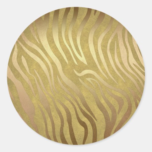 Golden Bronze Zebra Print Oerwoud Safari Glam Ronde Sticker (Voorkant)