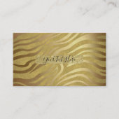 Golden Bronze Zebra Print Oerwoud Safari Glam Visitekaartje (Voorkant)