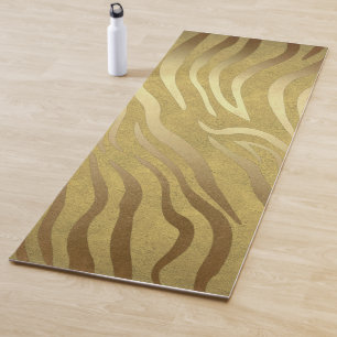 Golden Bronze Zebra Print Oerwoud Safari Glam Yogamat